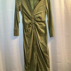 Zara Olive Green Button-Down Dress